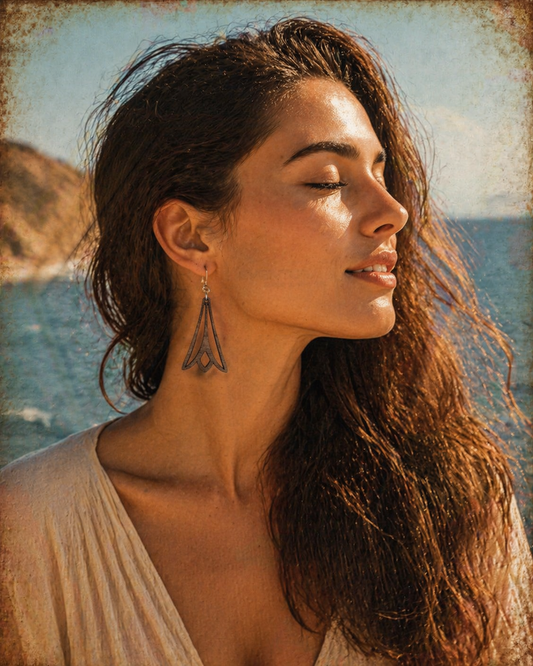 Maris-leseni uhani iz naravnega lesa